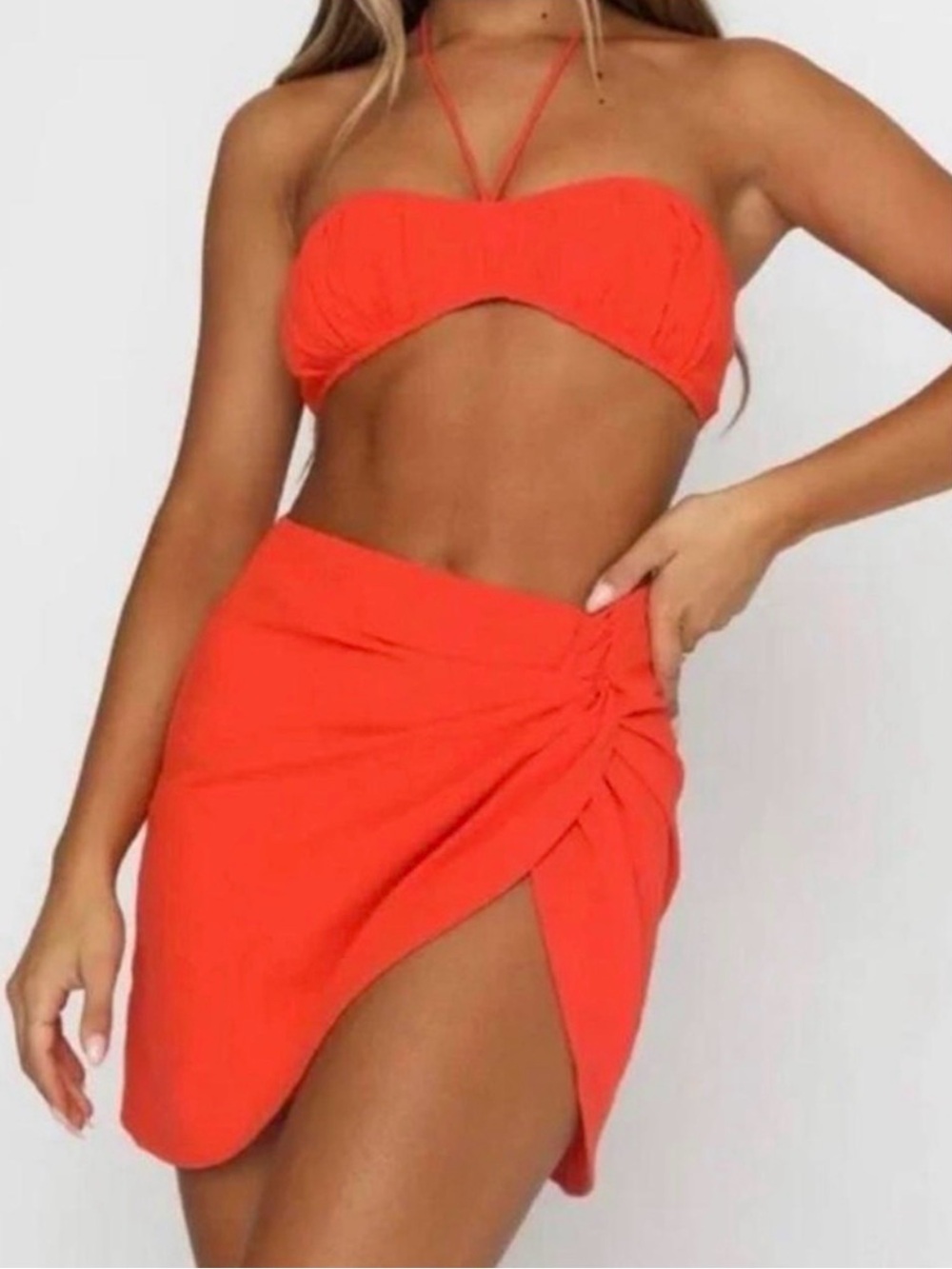 White Fox Boutique Orange Two Piece Set NWT - Small